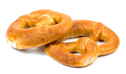 two german bretsel on white background