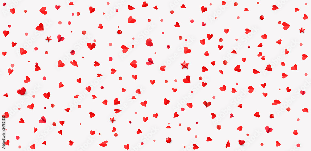 Poster valentines day abstract background with confetti laying on a floor. vector illustration