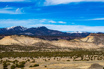 The view towards Mount Taylor from Cubero in New Mexico, USA