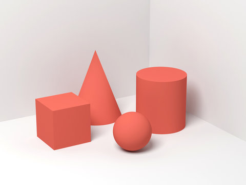 Abstract still life with simple geometric shapes 3d