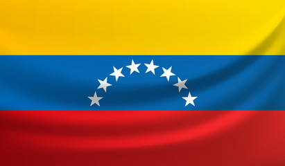 Venezuela waving flag vector illustration. Republica Bolivariana de Venezuela national flag. South America