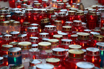 Zagreb cemetery Mirogoj on All Saints Day visited by thousands of people light candles for their deceased family members