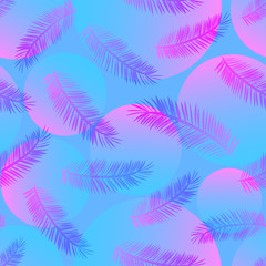 Fototapeta na wymiar Purple and blue palm pattern