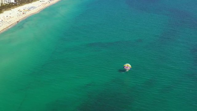 Parasailing Miami Beach aerial drone video