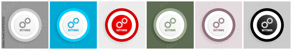 Poster Settings icon set, vector illustrations in 6 options for web design and mobile applications