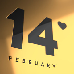 14 february, Valentine's day 3D render yellow background