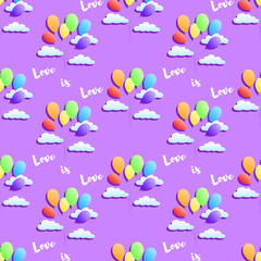 Rainbow balloons love pattern