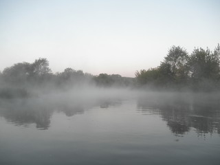 Sunrise on the river Seversky Donets, Ukraine