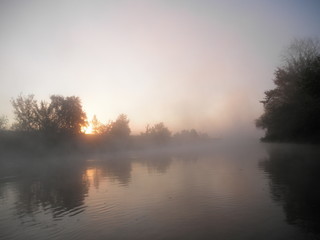 Morning on the river Seversky Donets, Ukraine