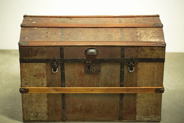 Beautiful antique chest isolated. Close up view. Beautiful backgrounds.