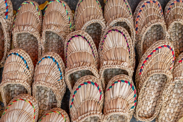 Old bast shoes. traditional concept