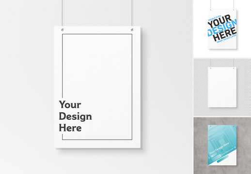 Isolated A4 Hanging Poster Mockup