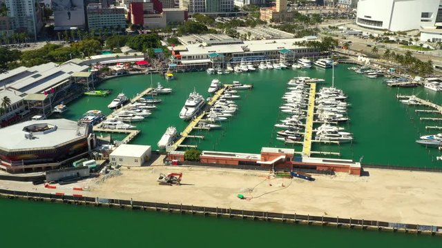 Summer time in Miami aerial video of Downtown 4k