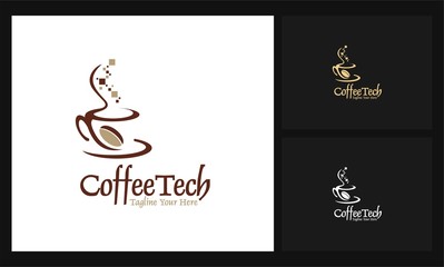 coffee tech icon vector logo