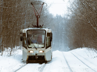 Tram in winter park