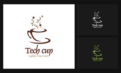 tech cup icon vector logo