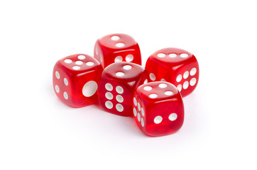 Dices red game on white background isolation