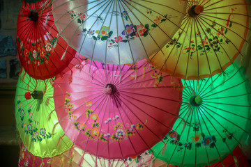umbrellas made of silk; colorful and beautiful