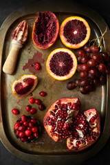 Red fruits on a tray 