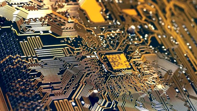 Computer board. Electronics Controller Board Technologies of the future. Motherboard with capacitors and processors.