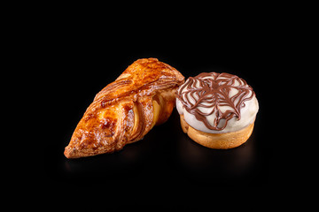 sweet buns on black background