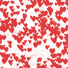 Heart in line, doodle art style. Love heart shape. Cute design pink background. Abstract modern bright Illustration. Valentine day. Graphic red for textile, manufacturing, fabrics, print, decor.Vector