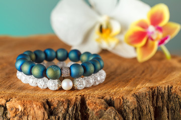 Beautiful jewelry made of natural stones and exquisite accessories