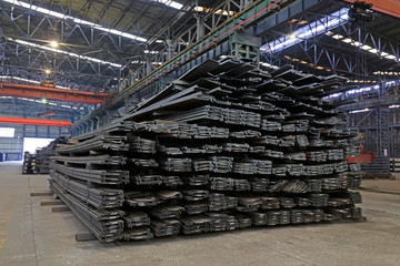 Steel products in the warehouse