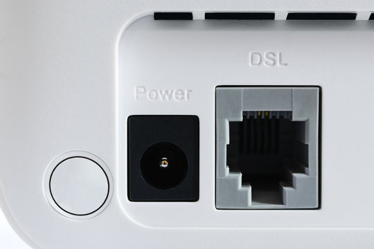 VDSL modem, combined device for modulation and demodulation. Network ports DSL and power.