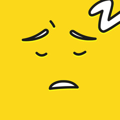 Yellow Smiling Cartoon Face Sleep Emoji People Emotion Icon Flat Vector Illustration.