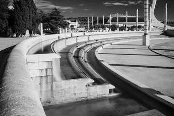 Black and white infrared photo,Spain, Barcelona, Plaza Europe