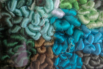 Fototapeta na wymiar silk yarns are waiting to be knit