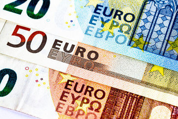 Obraz premium Verschiedene Euroscheine im Detail