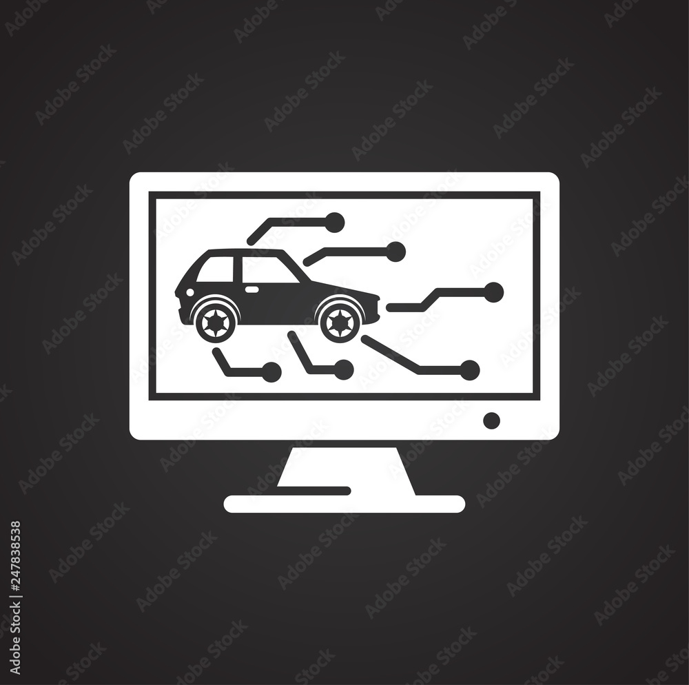 Poster car service icon on black background for graphic and web design, modern simple vector sign. internet