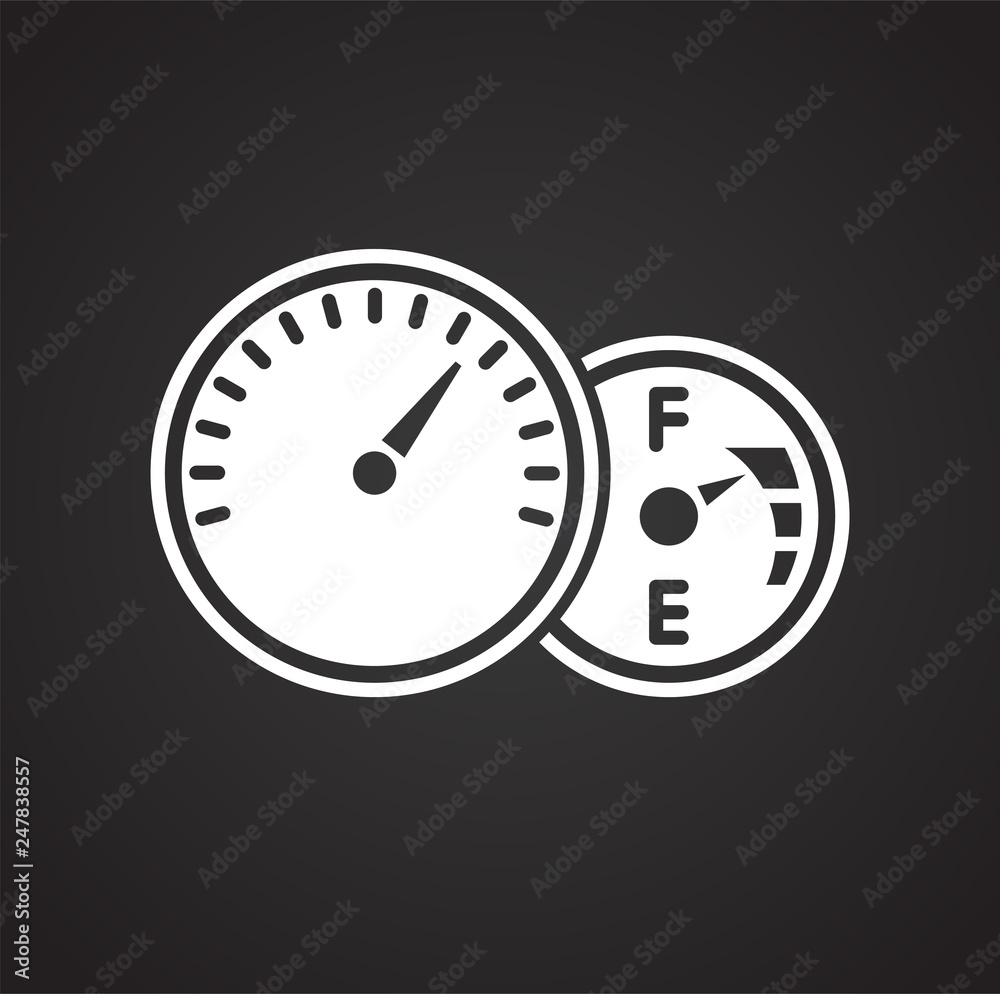 Poster car dashboard icon on black background for graphic and web design, modern simple vector sign. intern