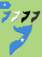 Somalia map with national flag  
