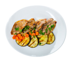 Fototapeta premium Mutton chops served with grilled vegetables