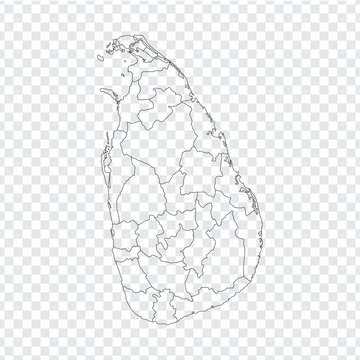 Blank map Sri Lanka. High quality map Sri Lanka with provinces on transparent background for your web site design, logo, app, UI. Stock vector. Vector illustration EPS10. 