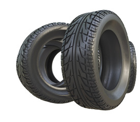 Obraz na płótnie Canvas Group black tires, isolated