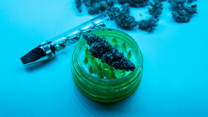 marijuana through a microscope close-up.