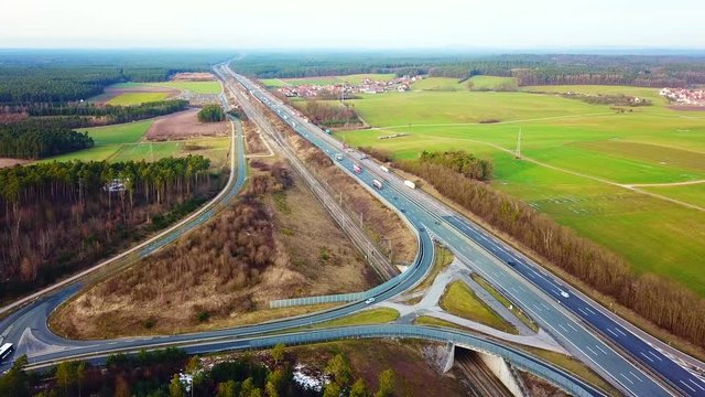 Aerial view of German Autobahn