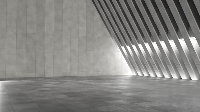 Empty abstract modern concrete interior. 3D illustration. 3D rendering.