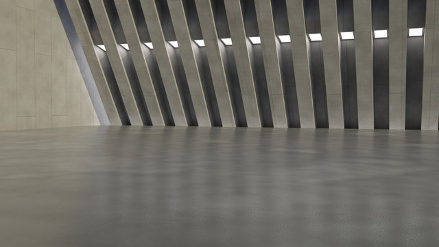 Empty abstract modern concrete interior. 3D illustration. 3D rendering.