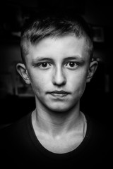 portrait of a teenager black and white