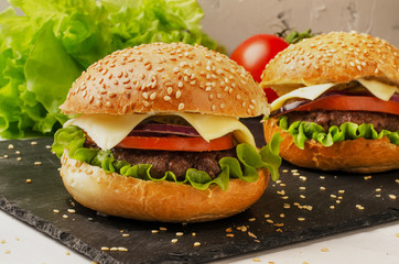 Close-up of home made burgers