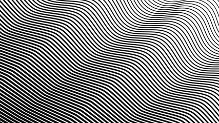 Ripple waves pattern, halftone line background, texture, abstract light pattern, white lines on black background, vector minimal techno background, screen print texture
