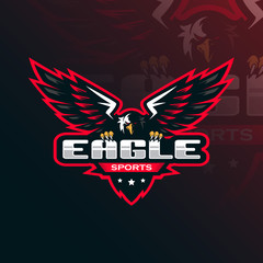 eagle vector mascot logo design with modern illustration concept style for badge, emblem and tshirt printing. eagle illustration for sport and esport team.