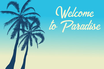 Fototapeta na wymiar Tropical landscape. Summer background. Palm trees silhouette. Vector illustration