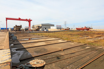 Fototapeta premium ship in building in a shipyard, Tangshan City, Hebei, China