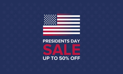 Happy Presidents day in United States. Washington's Birthday. Shopping sale banner, poster or background. Traditional federal holiday in America. Celebrated in February. 